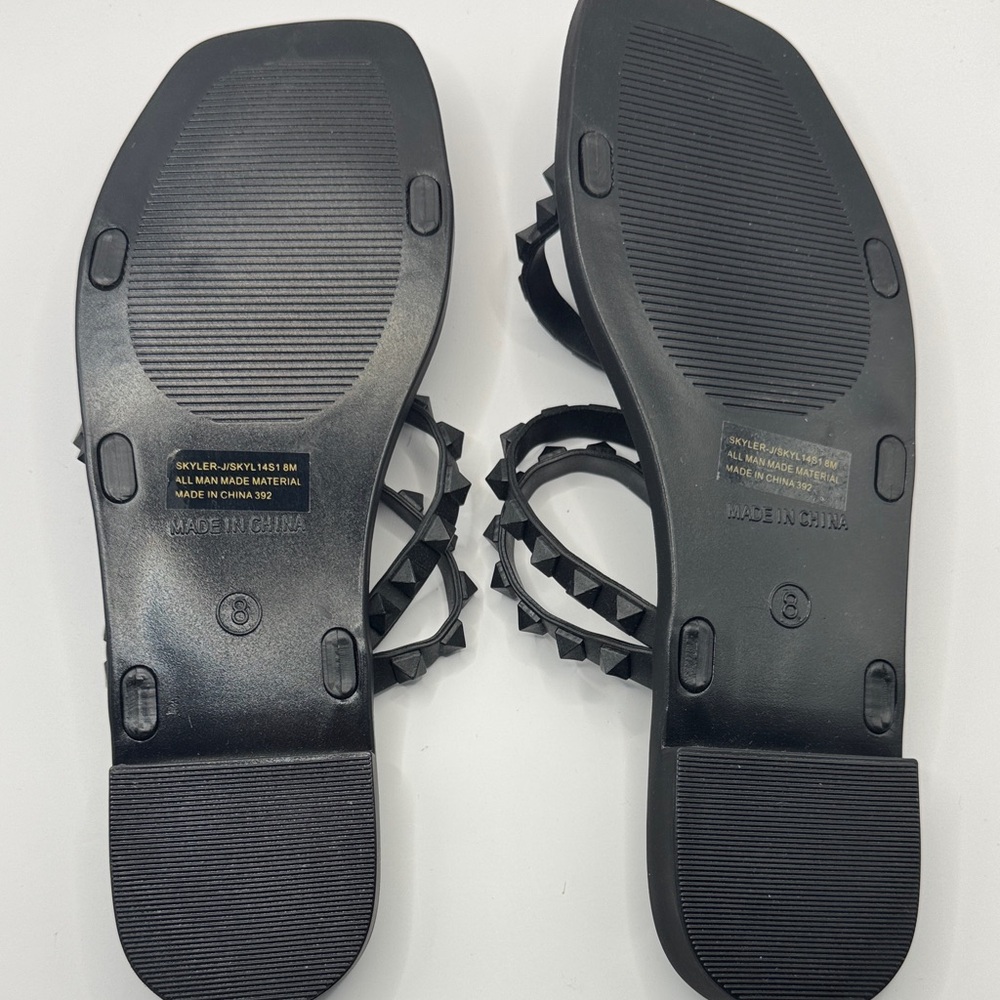 Steve Madden Black Studded Strappy Slide Sandals - Picture 4 of 6